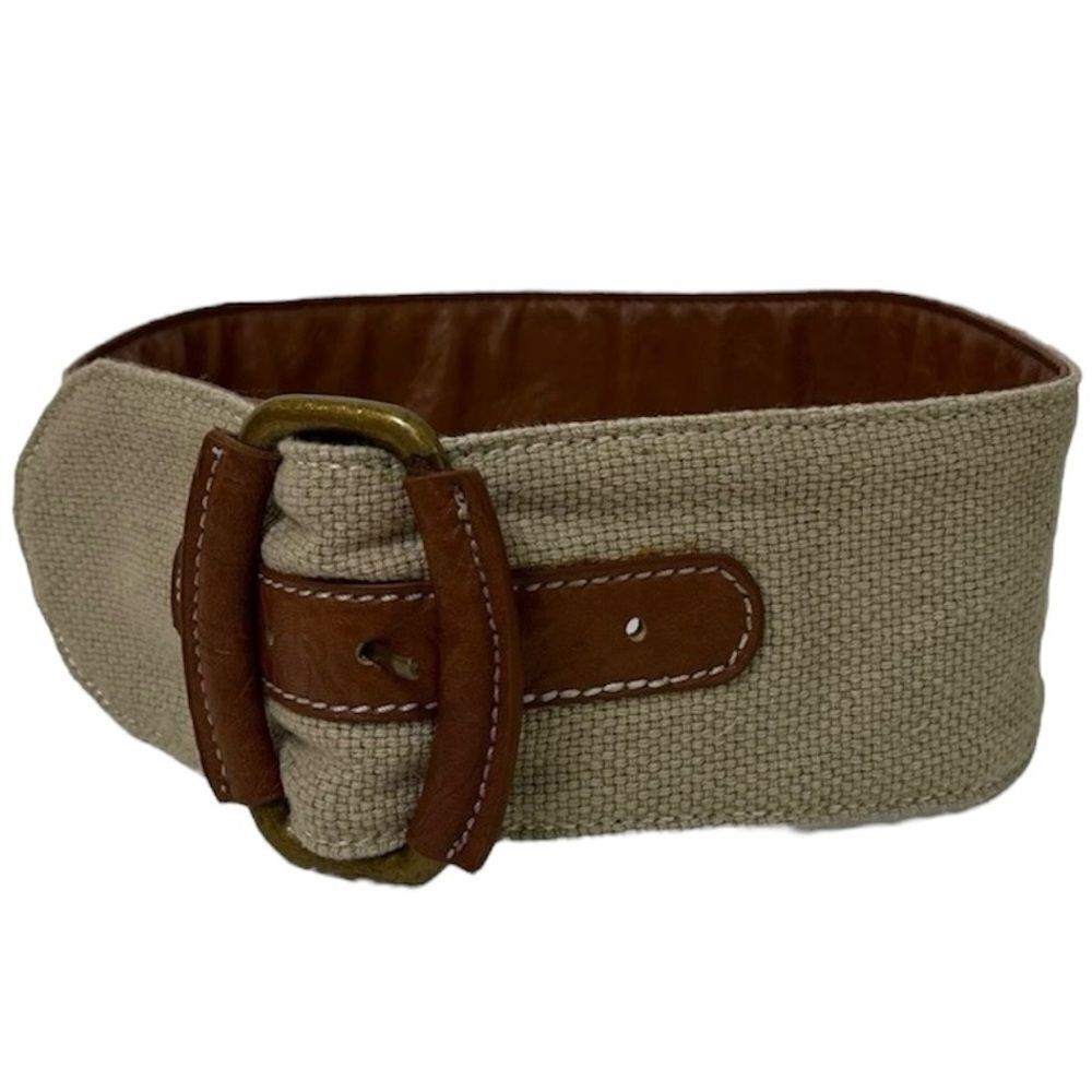 Tex by Max Azria Equestrian Boho Wide Belt Faux Vegan Leather Jute Natural Small